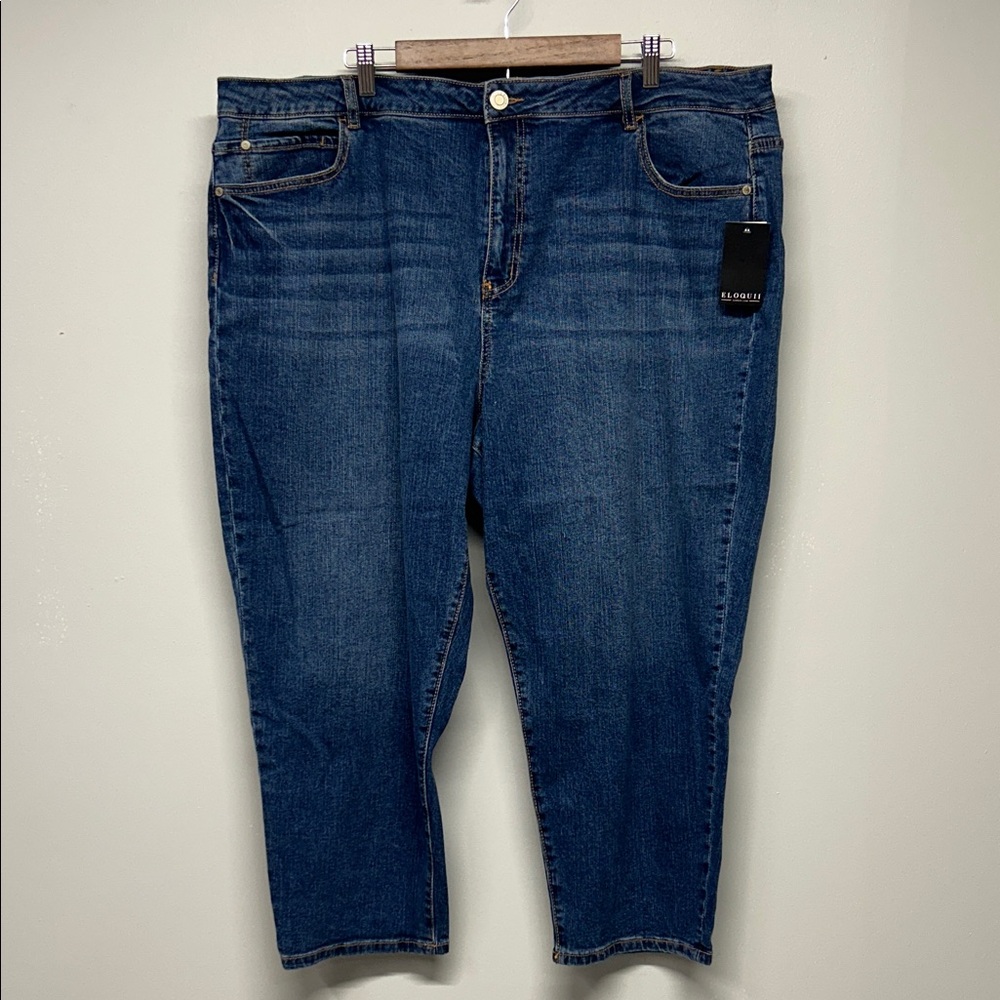 Eloquii Plus Size Jeans Dark Wash Non-Distressed Size 22 Ankle Length High Waist